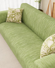 Lukzer Pastel Shades Textured Sofa Cover - Green Wavy Stripes (SC-081-01)