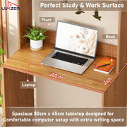 Lukzer Engineered Wood Computer Desk Study Table with Bookshelf Study Table (ST-006/Oak Brown)