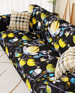 Lukzer Polyester Sofa Cover Yellow Lotus (SC-019-01)