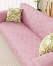 Lukzer Pastel Shades Textured Sofa Cover - Pink Starlight Grid (SC-144-01)
