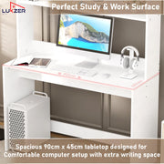 Lukzer Multi-Purpose Study & Computer Desk with Bookshelf Made with Engineered Wood (ST-008/White)