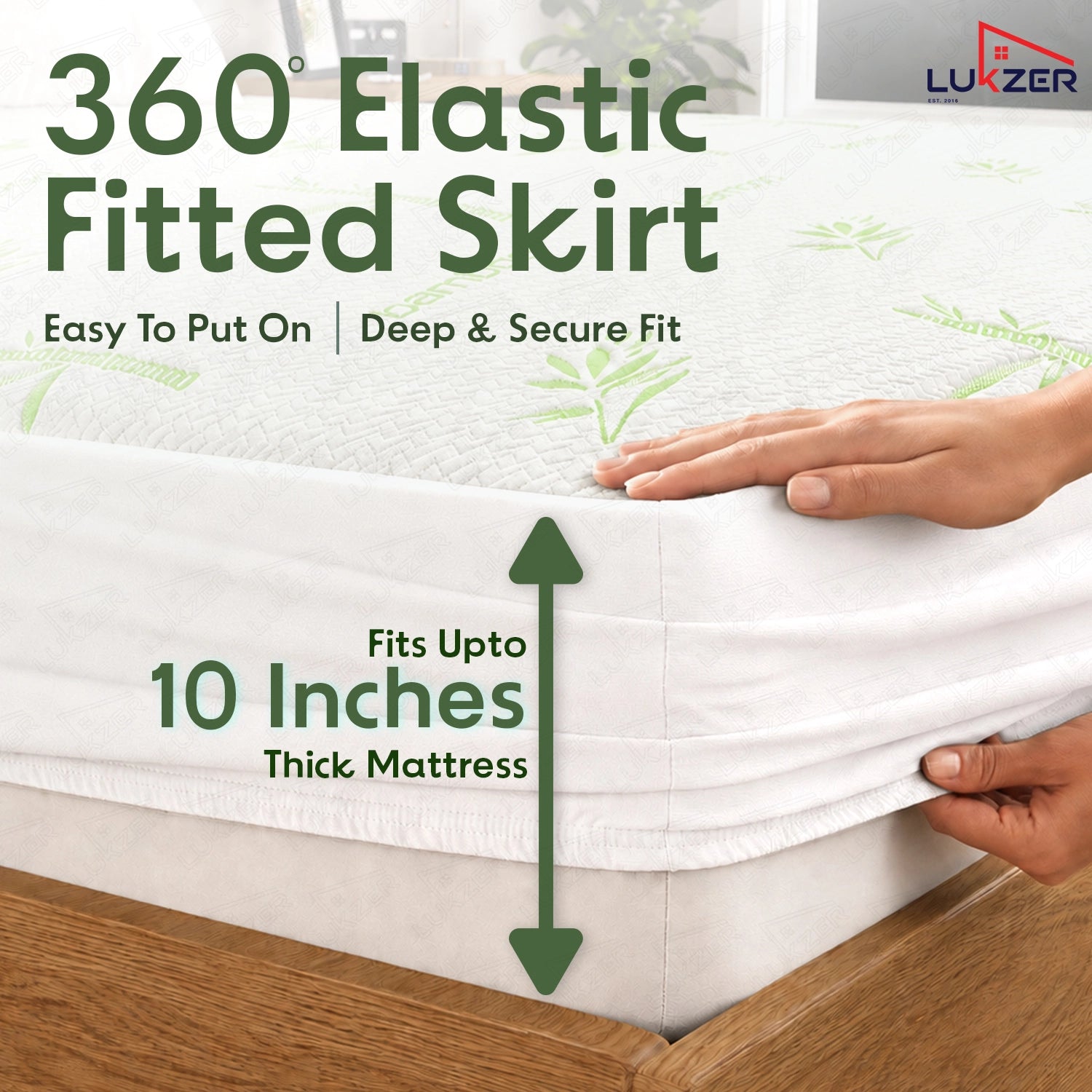 Lukzer 100% Waterproof Natural Bamboo Mattress Protector/Mattress Cover / Queen Size - (72" x 60" Inches) - (6 x 5 ft)
