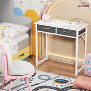 Lukzer Metal Frame & Engineered Wood Office & Study Computer Desk with Drawer (STM-006/White & White)