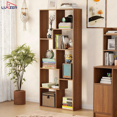 Lukzer 8 Shelves Modern Engineered Wood Book Shelf with Storage Display Rack (MR-004/Oak Brown)