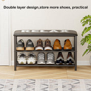 Lukzer 2-Layer Shoe Rack with Bench – Relax Printed Design, Sturdy Storage Organizer