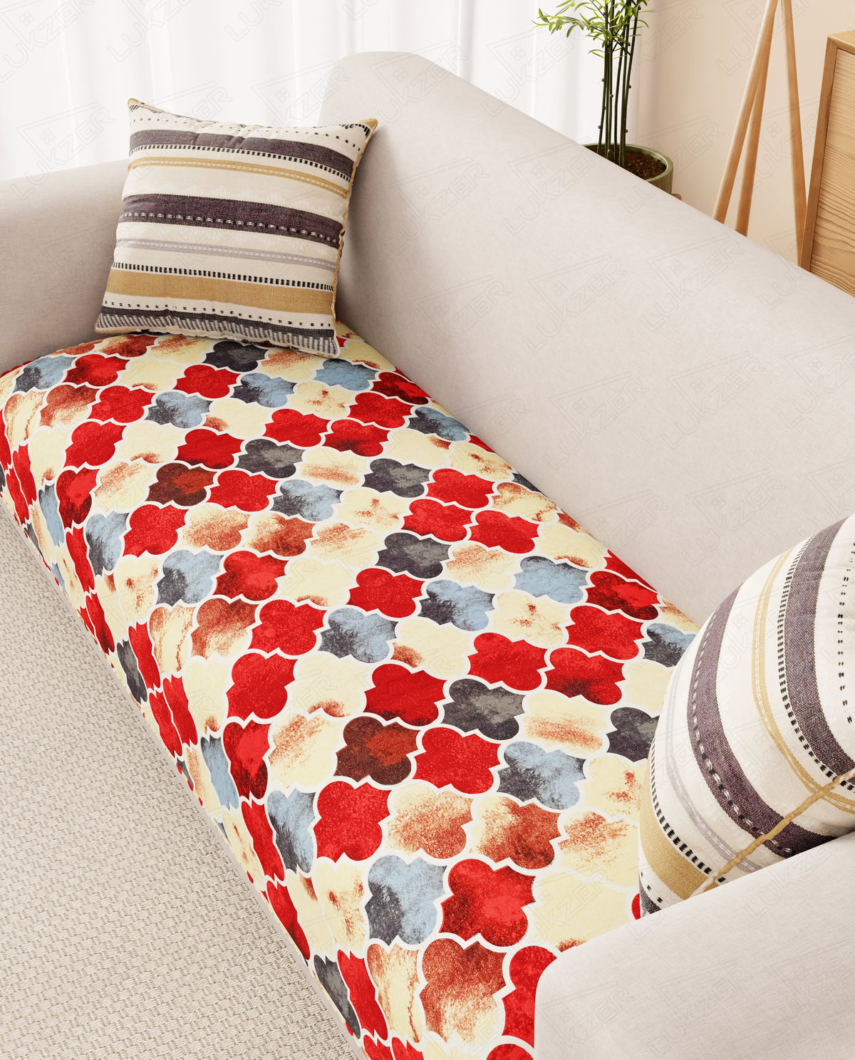 Lukzer Quilted Reversible Dessert Jewel Sofa Mat with WaveEdge Ultrasonic Cut (ONLY SEAT COVER) - SC-202-01WE