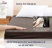 Lukzer Quilted Cotton Waterproof Mattress Protector Dark Brown (MTP-QDB-001)