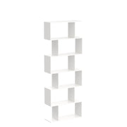 Lukzer 6-Layer S-Shaped Ladder Engineered Wood Open Bookshelf Rack (MR-002, White)