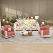 Lukzer Quilted Reversible Sofa Cover Mat with Arms | Polyester Blend 350 GSM Full Coverage & Back Belt for Stability | Washable Furniture Protector.