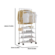 Lukzer Multi-Layer Metal Clothes Organizer Rack with Wheels (CGS-002/White)
