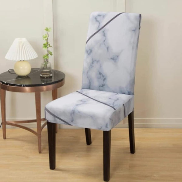 Lukzer Polyester Chair Cover -  Grey Marble (CC-039-01)