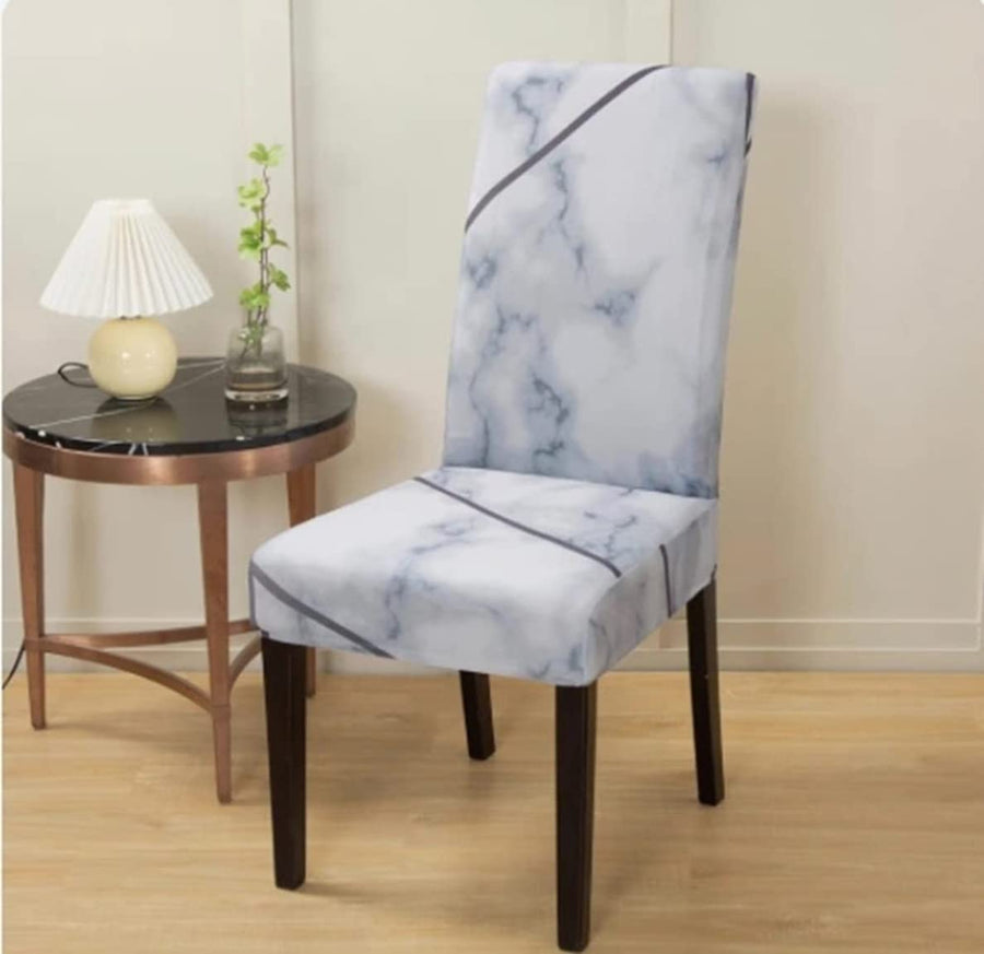 Lukzer Polyester Chair Cover -  Grey Marble (CC-039-01)