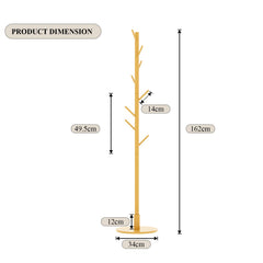Lukzer 8-Hook Bamboo Coat Stand with Round Base (CH-492)