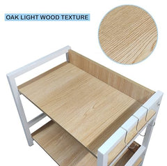 Lukzer 2-Tier Multipurpose Metal & Wood Kitchen Storage Rack (MKR-002/Oak Light with White)