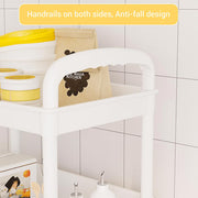 Lukzer 3-Tier Plastic Movable Kitchen Organizer with Cutlery Holder & Hooks (PMR-009/White)