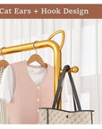 Multi-Functional Cloth Rack Stand with Bottom Shelves & Wheels | (Cat Ear Design/148x120x38cms)