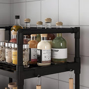 Lukzer Modular Kitchen Storage Rack Plastic & Metal Organizer (4-Tier/PMR-005/Black)