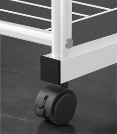 Lukzer Curved Metal Garment Stand with 2 Bottom Storage Shelves (CH-033/White)