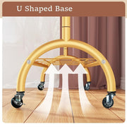 Lukzer Multi-Functional Cloth Rack Stand with Bottom Shelves & Wheels – Cat Ear Design (148x120x38cm, Black/Gold/White)