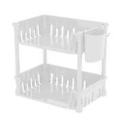 Lukzer 2-Tier Plastic Desk Storage & Book Organizer with Pen Holder (PMR-008/White)