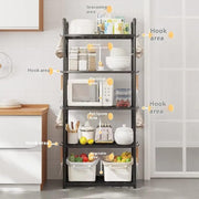 Lukzer Modular Kitchen Storage Rack Plastic & Metal Organizer (5-Tier/PMR-006/Black)