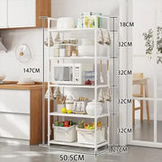 Lukzer Modular Kitchen Storage Rack Plastic & Metal Organizer (5-Tier/PMR-006/White)