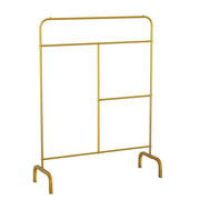 Lukzer MGS-005 Gold Metal Garment Stand with Bottom Shelf | Heavy-Duty Clothes Rack