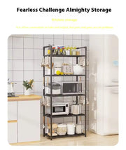Lukzer Modular Kitchen Storage Rack Plastic & Metal Organizer (5-Tier/PMR-006/Black)