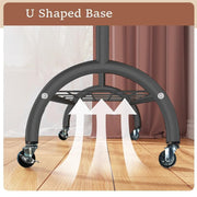 Lukzer Multi-Functional Cloth Rack Stand with Bottom Shelves & Wheels – Cat Ear Design (148x120x38cm, Black/Gold/White)