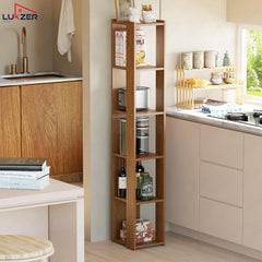 Lukzer Engineered Wood Multipurpose Bookshelf & Storage Organiser (MR-019/Oak Brown)