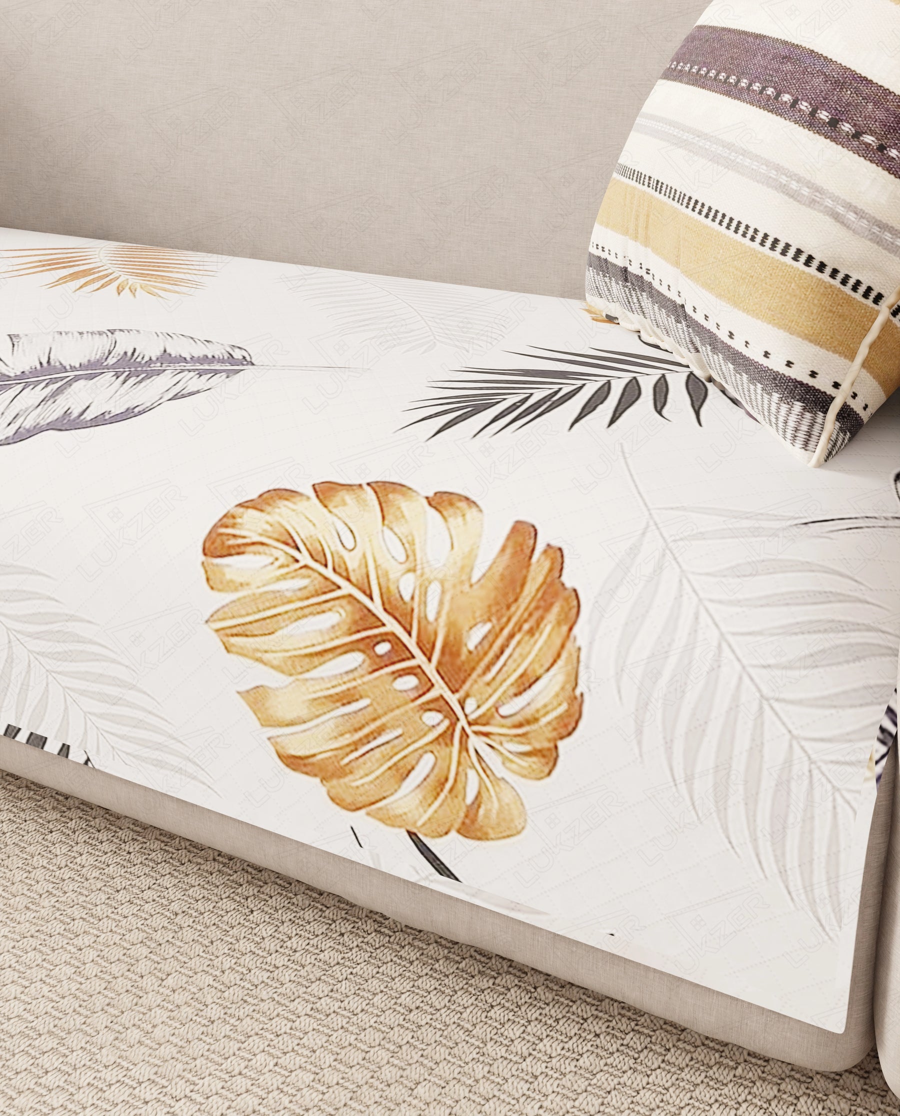 Lukzer Quilted Waterproof Sofa Mat   Mixed Leaf (SC-190-01)