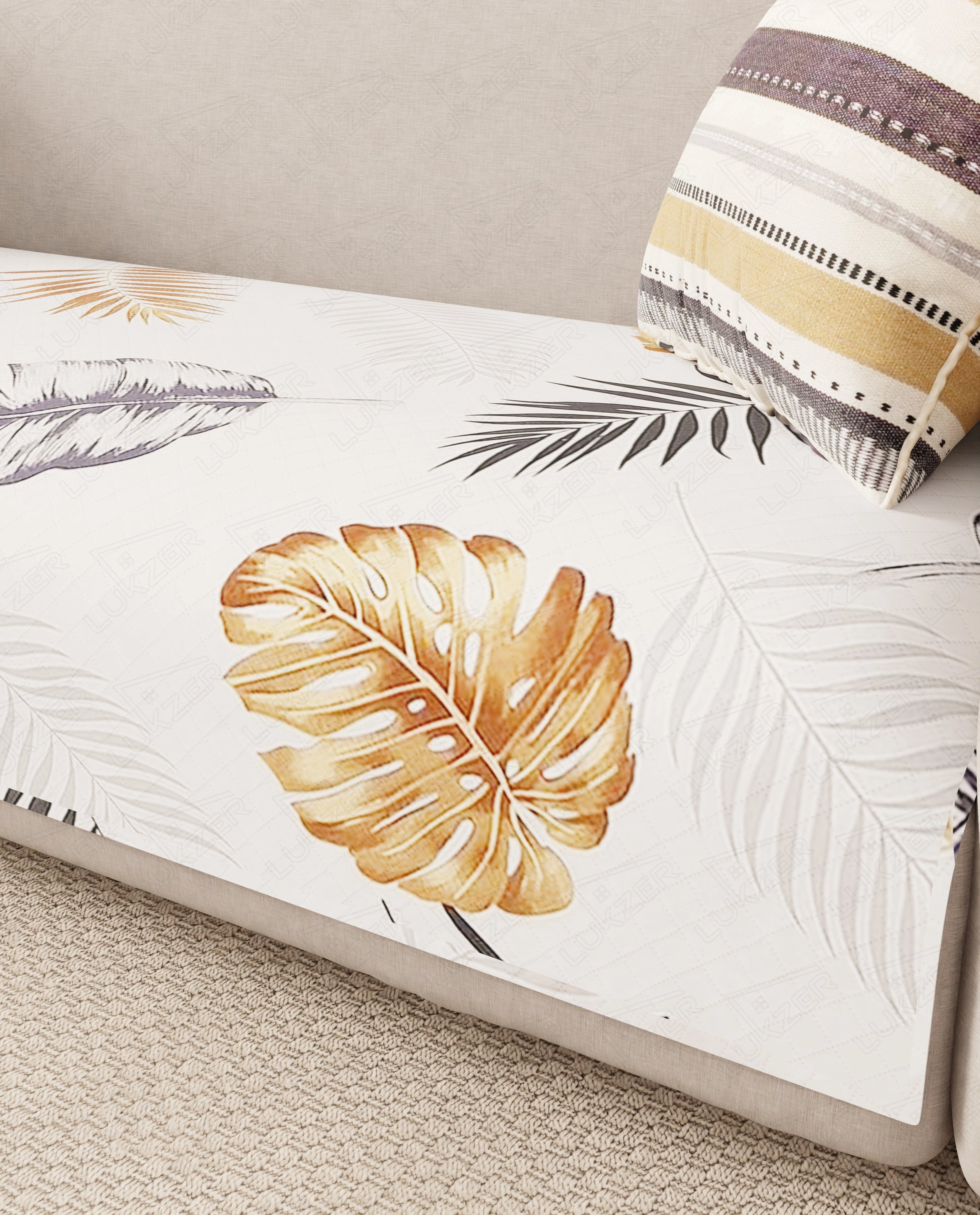 Lukzer Quilted Waterproof Sofa Mat   Mixed Leaf (SC-190-01)