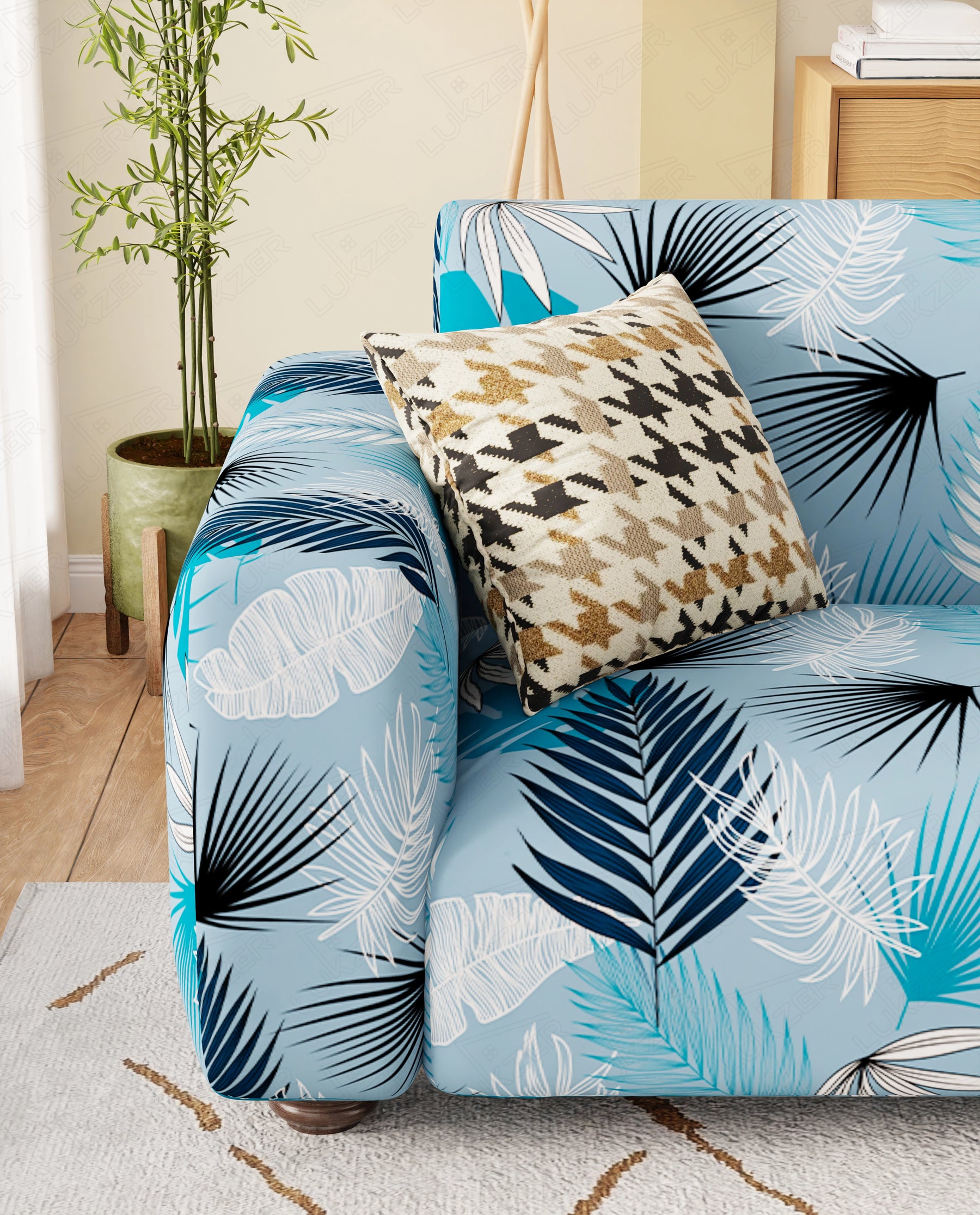 Lukzer Polyester Sofa Cover Sky Blue (SC-020-01)