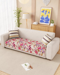 Lukzer Quilted Reversible Royal Petals Sofa Mat with WaveEdge Ultrasonic Cut (ONLY SEAT COVER) - SC-219-01WE