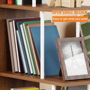 Lukzer L-Shaped Multipurpose Bookshelf & Open Display Rack – Metal Frame & Engineered Wood Shelves (Oak, Brown, White) | MRM-015