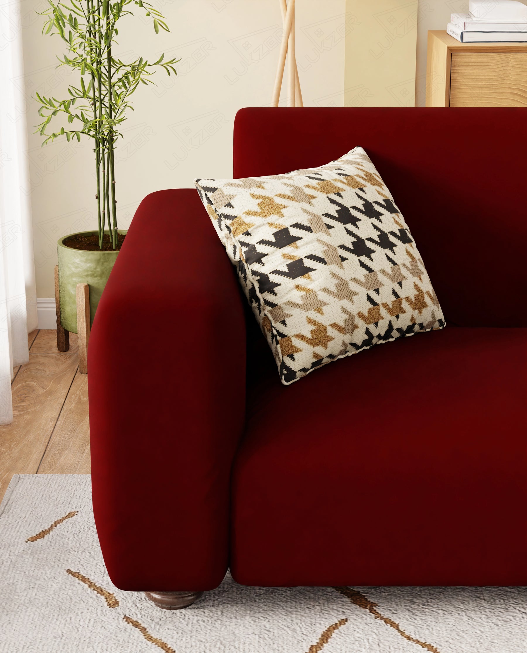 Lukzer Polyester Sofa Cover Wine Red (SC-049-01)
