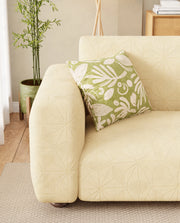 Lukzer Pastel Shades Textured Sofa Cover - Yellow Starlight Grid (SC-141-01)