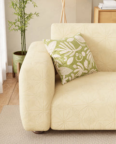 Lukzer Pastel Shades Textured Sofa Cover - Yellow Starlight Grid (SC-141-01)
