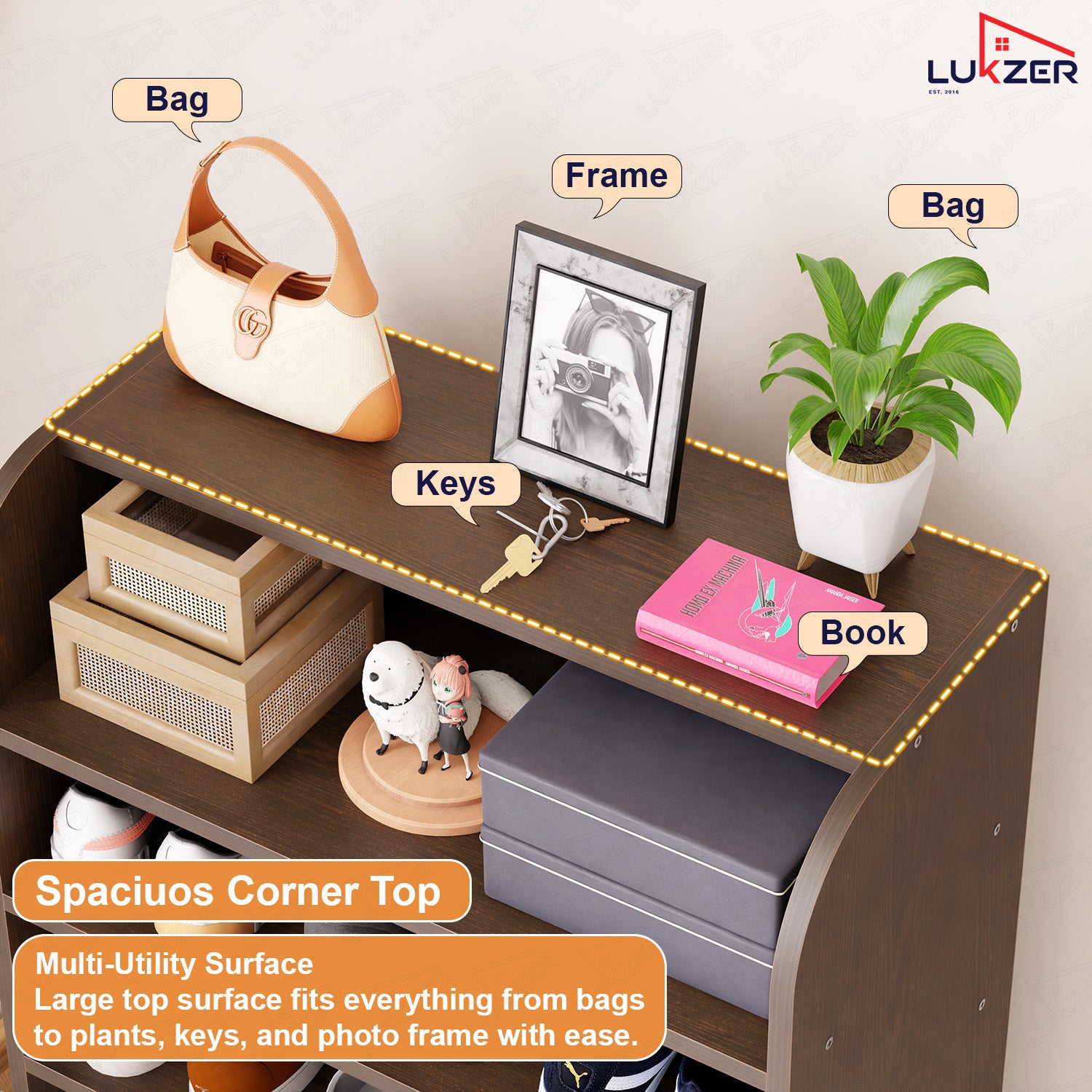 Lukzer Heavy-Duty 6 Layer Open Shoe Organizer Rack Stand (SR-005/Wenge)