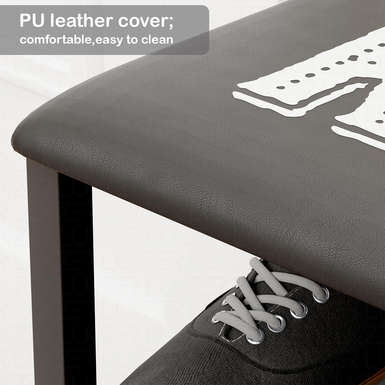 Lukzer 2-Layer Shoe Rack with Bench – Relax Printed Design, Sturdy Storage Organizer