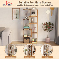 Lukzer 8 Shelves Modern Engineered Wood Book Shelf with Storage Display Rack (MR-004/Oak Brown)