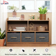 Lukzer 2-Layer Engineered Wood 3 Drawers Bookshelf & Storage Organizer (MR-025/Oak Brown)