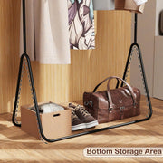 Lukzer Minimalist Single Rod Garment Stand with Coat Hanger – Modern Look (Black/White, 150x81.5x41.5cm)