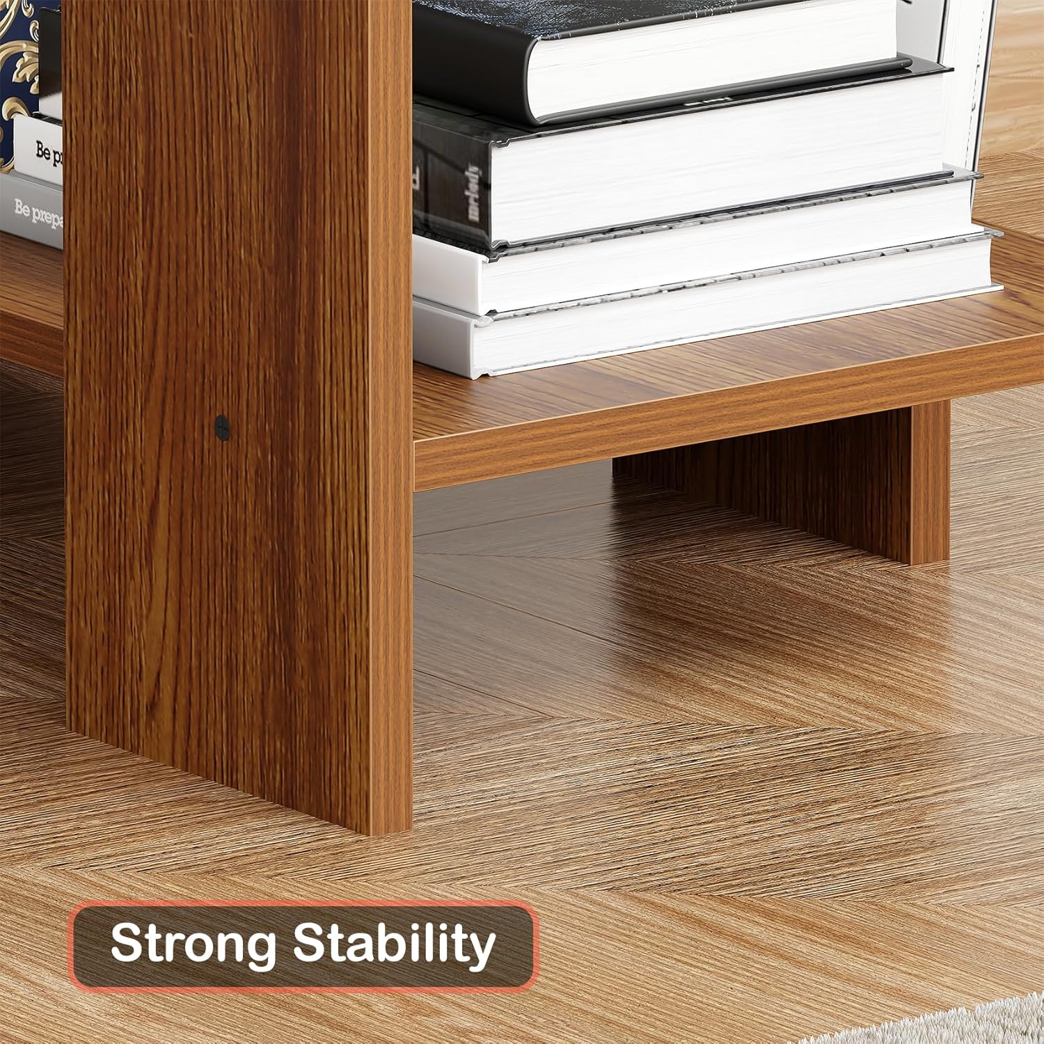 Lukzer Engineered Wood Study & Computer Table Office Desk with Bookshelf (ST-007/ Oak Brown)