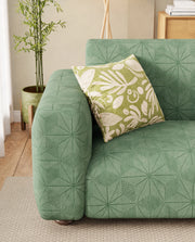 Lukzer Pastel Shades Textured Sofa Cover - Green Starlight Grid (SC-143-01)