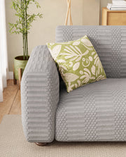 Lukzer Pastel Shades Textured Sofa Cover - Light Grey Dotted Stripe (SC-067-01)
