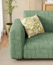 Lukzer Pastel Shades Textured Sofa Cover -  Green Ripple Lines (SC-160-01)