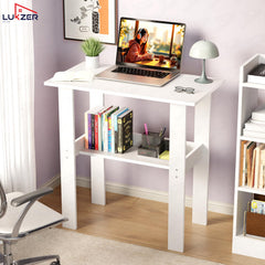 Lukzer Engineered Wood Kids Study Table with Open Shelf (ST-004S/White)