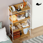 Lukzer MMR-001 Sturdy 4-Tier Storage Rack – Metal Frame, Engineered Wood (White/Oak Brown, Black/White)