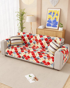 Lukzer Reversible Quilted Sofa Mat with Arms Dessert Jewel (SC-202-01)